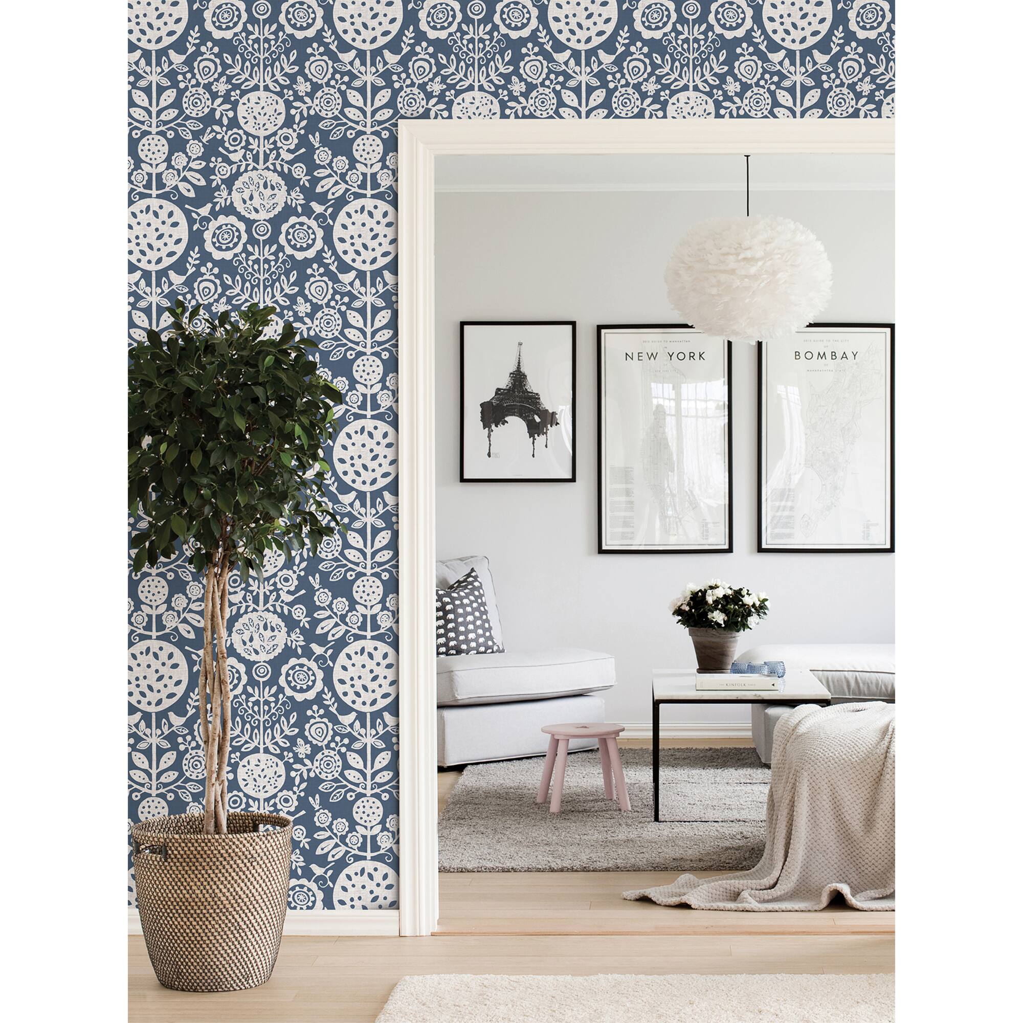 NuWallpaper Navy Anya Peel & Stick Wallpaper